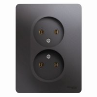 Розетка двойная встраиваемая Systeme Electric Glossa цвет графит