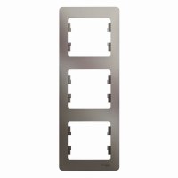 Рамка для розеток и выключателей Systeme Electric Glossa 3 поста цвет платина