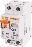 Дифференциальный автомат TDM Electric 63S 2P 1Р N C50 300мА 6 кА АС