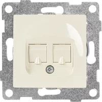 Компьютерная розетка двойная встраиваемая Gusi Electric Ugra RJ45 без заземления цвет бежевый