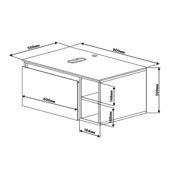 Тумба под раковину Ulitka Colombina 80 см подвесная белая/дуб золотой (74104279)