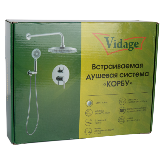Душевая система Vidage Корбу скрытого монтажа круг цвет хром