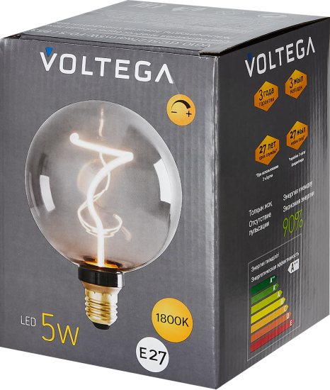 Лампа светодиодная Voltega 8537 E27 220-240 В 5 Вт шар 220 лм теплый белый свет