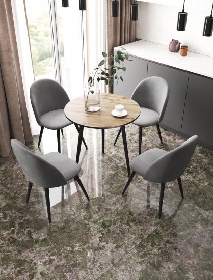 Стул Chic 49x77x50 см ножки металл/черный сиденье велюр цвет серый