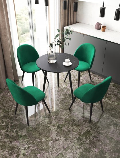 Стул Chic 49x77x50 см ножки металл/черный велюр цвет изумрудный