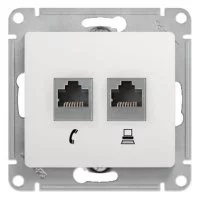 Розетка компьютерная/ телефонная Systeme Electric Glossa встраиваемая белая RJ11/ RJ45 (GSL000185)