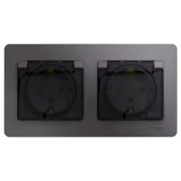 Розетка Systeme Electric Glossa встраиваемая графит со шторками (GSL001347)