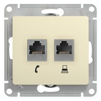 Розетка компьютерная Systeme Electric Glossa встраиваемая бежевая 2хRJ45 (GSL000285)