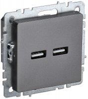 Розетка USB встраиваемая IEK Brite РЮ10-1-БрС цвет сталь