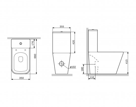 Унитаз-компакт AM.PM Spike Flash Clean C9S8601SC, безободковый, сиденье с микролифтом, двойной смыв