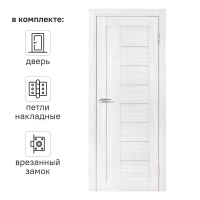 Дверь межкомнатная со стеклом Легда-29 90x200 см Hardflex цвет светло серый с замком и петлями