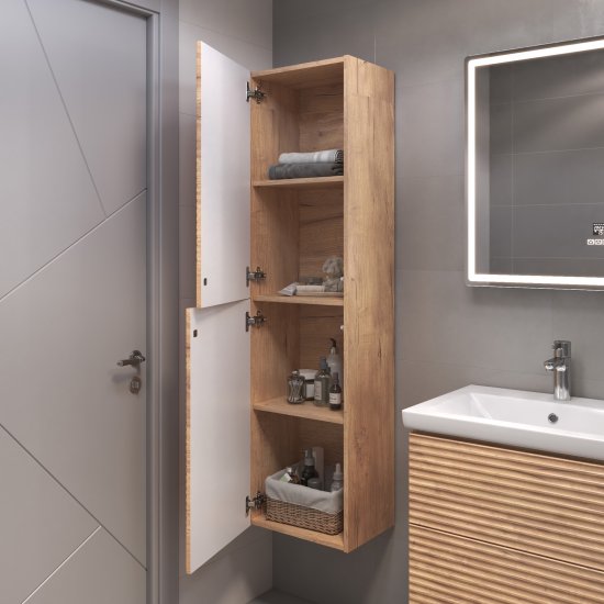 Пенал для ванной Vigo Eva подвесной 40x151 см цвет дуб золотой