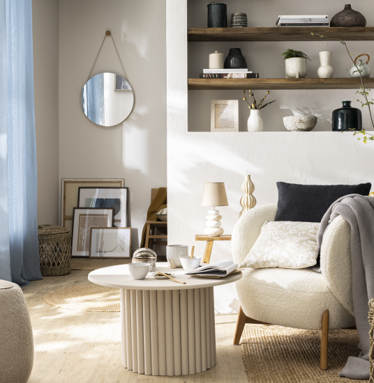 Зеркало декоративное Inspire Nordik Barbier Naturoak круг 55 см