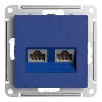 Розетка компьютерная Systeme Electric AtlasDesign встраиваемая аквамарин 2хRJ45 (ATN001185)