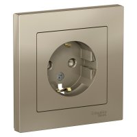 Розетка Systeme Electric AtlasDesign встраиваемая шампань со шторками (ATN000544)