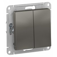 Выключатель Systeme Electric AtlasDesign двухклавишный встраиваемый сталь (ATN000951)