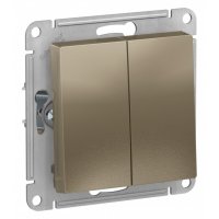 Выключатель Systeme Electric AtlasDesign двухклавишный встраиваемый шампань (ATN000551)