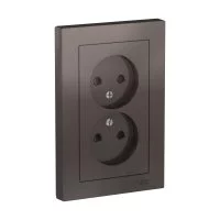 Розетка Systeme Electric AtlasDesign встраиваемая мокко со шторками (ATN000622)