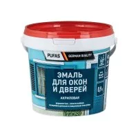 Акриловая универсальная эмаль для окон и дверей Pufas полуглянцевая, мороз. (0,9л)