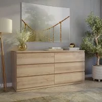 Комод Альма 6 ящиков 159x76.4x48.2 см ЛДСП цвет дуб комано