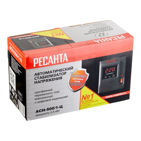 Стабилизатор напряжения Ресанта АСН-500/1-Ц однофазный 220 В 0,5 кВт переносной