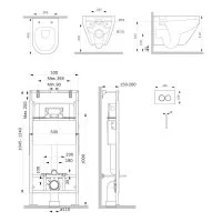 Инсталляция AM.PM MasterFit с клавишей L глянцевый хром, с подвесным унитазом Spirit V2.0 FlashClean, с сиденьем с мик