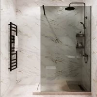 Душевая перегородка Mebelvann 110x200 см черный профиль тонированное стекло