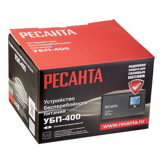 Источник бесперебойного питания без АКБ Ресанта УБП-400 однофазный 220 В 0,25 кВт переносной