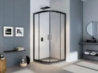 Душевой уголок Makiato R-90-C-B, 1/4 круга 90x90 см черный профиль прозрачное стекло раздвижной