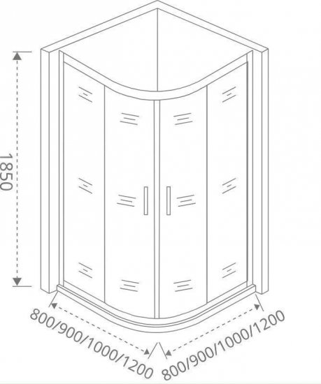 Душевой уголок Makiato R-90-C-B, 1/4 круга 90x90 см черный профиль прозрачное стекло раздвижной