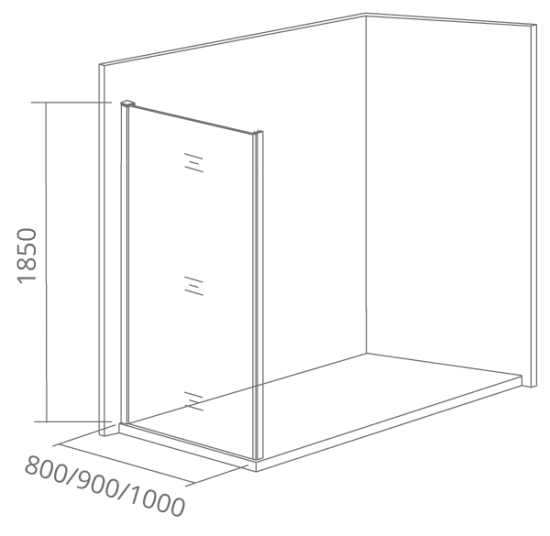 Душевая перегородка Makiato SP-100-C-WE, 185x100 см хромированный профиль прозрачное стекло