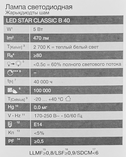 Лампа светодиодная Osram свеча 5Вт 470Лм E14 теплый белый свет