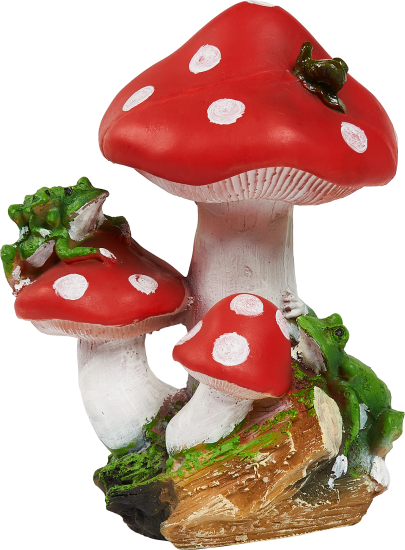 Фигура садовая Гриб с лягушкой искусственный камень 30x20x19 см