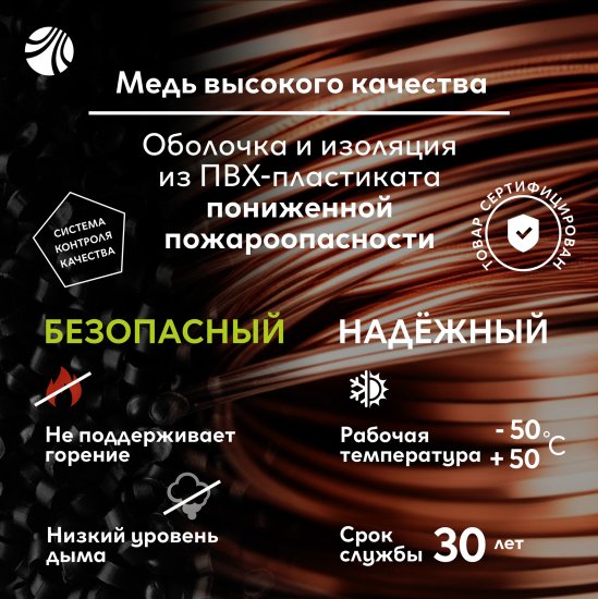 Кабель Ореол ВВГпнг(А)-LS 3x1.5 мм 200м ГОСТ