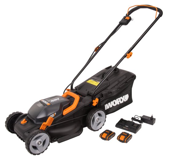Газонокосилка аккумуляторная Worx WP770E 40 В 34 см 2x2.5 Ач АКБ и ЗУ входит в комплект