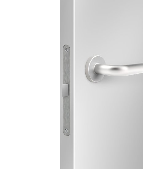 Дверь межкомнатная глухая Пронто 60x200 см Hardflex цвет белый жемчуг с замком и петлями