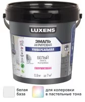 Эмаль универсальная Luxens цвет белый полуматовая база А 0.9 кг