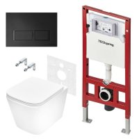 Комплект инсталляции TECE с унитазом Spring S с кнопкой черной и сиденьем дюропласт микролифт быстросъем (K955204WCS\K401204WCS)