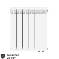Радиатор секционный Rifar Monolit 500/100 биметалл 6 секций нижнее правое подключение цвет белый
