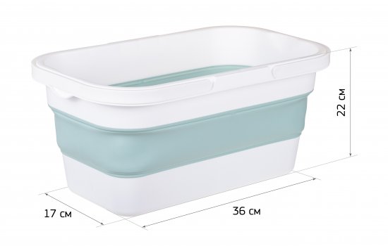 Ведро прямоугольное Idea Флекс 16 л цвет тиффани