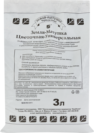 Грунт для цветов Земля-Матушка универсальный 3кг
