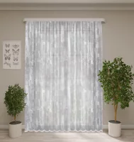 Тюль на ленте Дайан 250x260 см полосы цвет белый