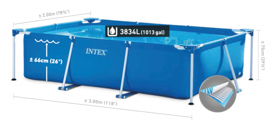 Бассейн каркасный Intex Rectangular Frame 28272 300x200x75 см