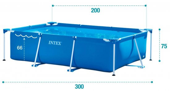 Бассейн каркасный Intex Rectangular Frame 28272 300x200x75 см