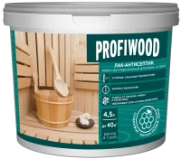 Лак-антисептик для бань и саун водно-дисперсионный Profiwood цвет бесцветный полуглянцевый 4.5 кг