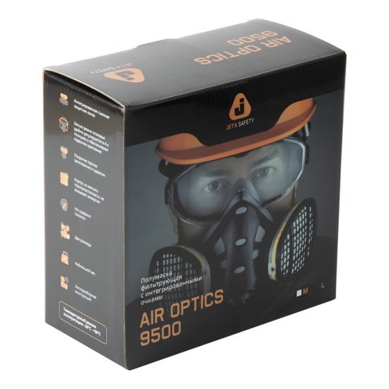 Полумаска Jeta Safety Air Optics FFP3 с интегрированными очками (9500-L)