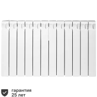 Радиатор секционный Rifar Monolit 500/100 биметалл 12 секций нижнее правое подключение цвет белый
