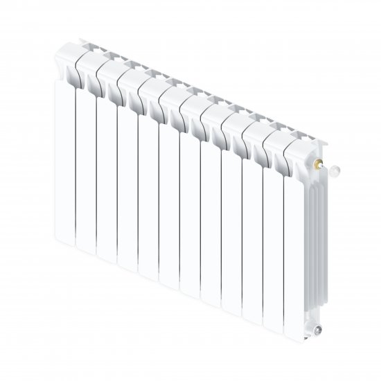 Радиатор секционный Rifar Monolit 500/100 биметалл 12 секций нижнее правое подключение цвет белый