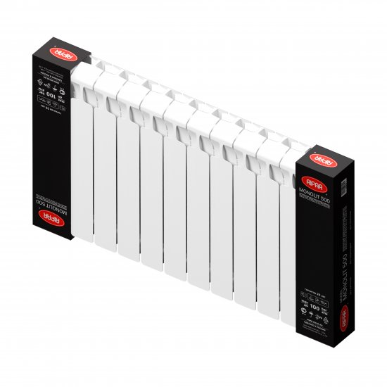Радиатор секционный Rifar Monolit 500/100 биметалл 12 секций нижнее правое подключение цвет белый