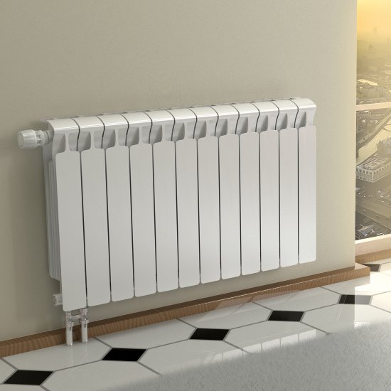 Радиатор секционный Rifar Monolit 500/100 биметалл 12 секций нижнее правое подключение цвет белый